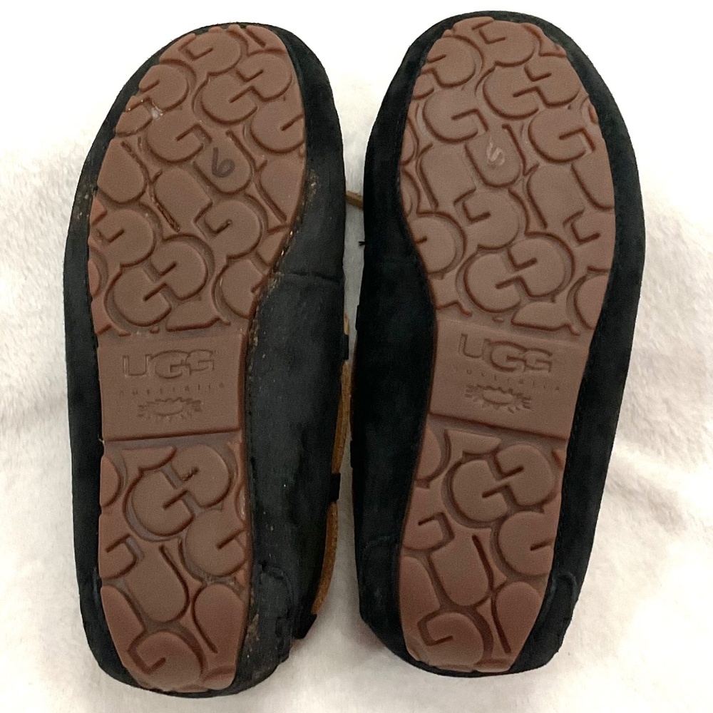 BLACK UGG DAKOTA SUEDE SLIPPER LOAFERS SLIP ON MOCCASIN SHOES SZ 6 - Picture 10 of 12